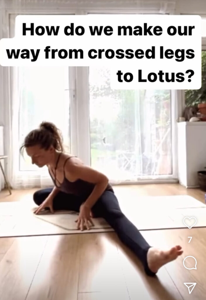 Crossed legs to lotus